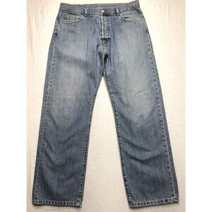 LACOSTE Jean Men 36x32(46 euro tag) Relaxed Fit Light Wash Distressed Button Fly